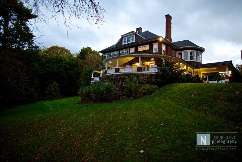 tarrywile mansion lit up from the front view