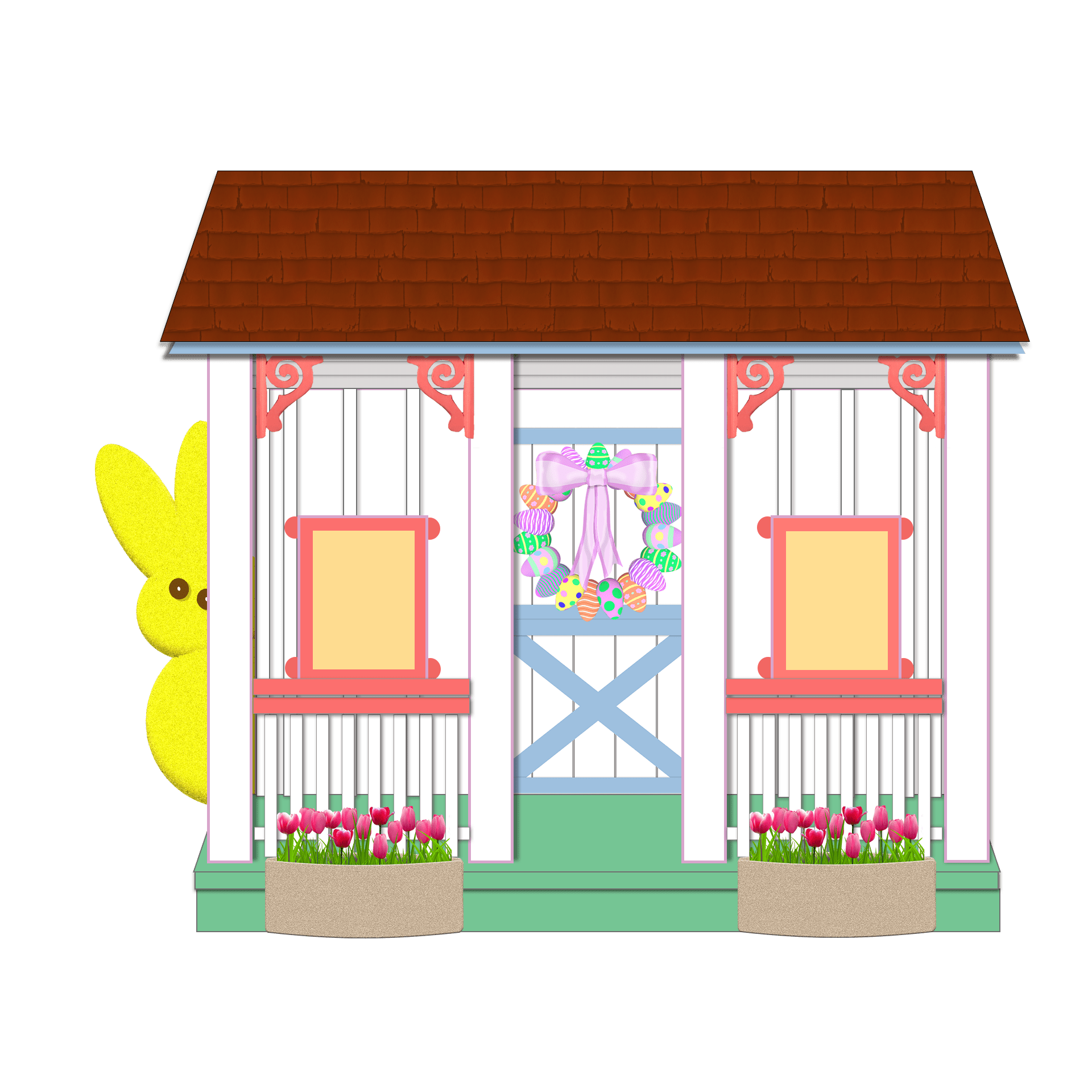 playhouse illustration with yellow peep